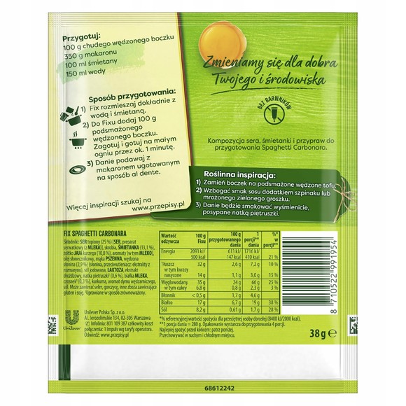 KNORR FIX SPAGHETTI CARBONARA 38g KRÓTKA DATA