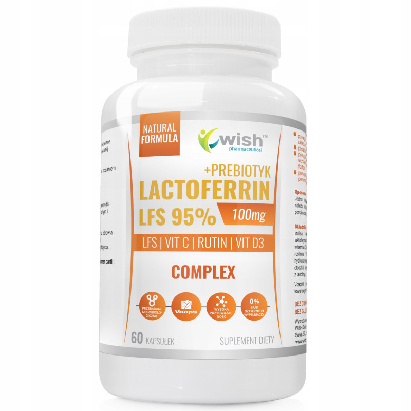 LAKTOFERYNA 100mg LFS 95% + WIT C D RUTYNA 60 kaps WISH wsparcie ODPORNOŚĆ