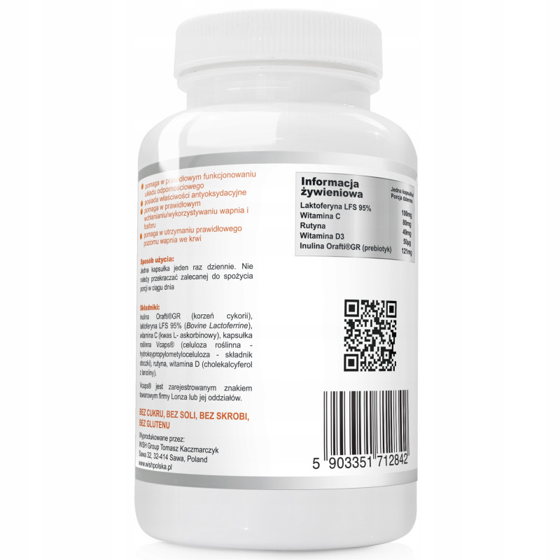 LAKTOFERYNA 100mg LFS 95% + WIT C D RUTYNA 60 kaps WISH wsparcie ODPORNOŚĆ