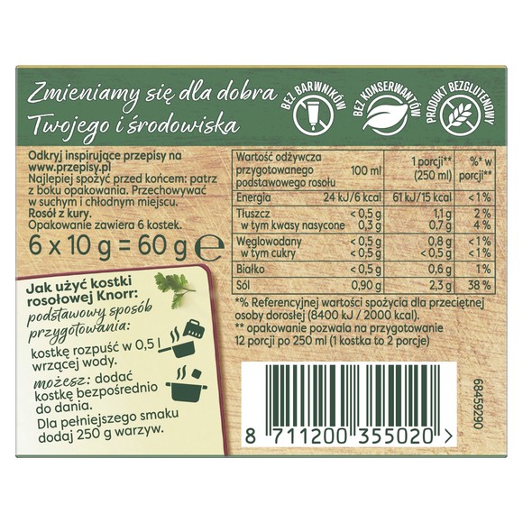 Knorr KOSTKI ROSOŁOWE ROSÓŁ Z KURY 60G