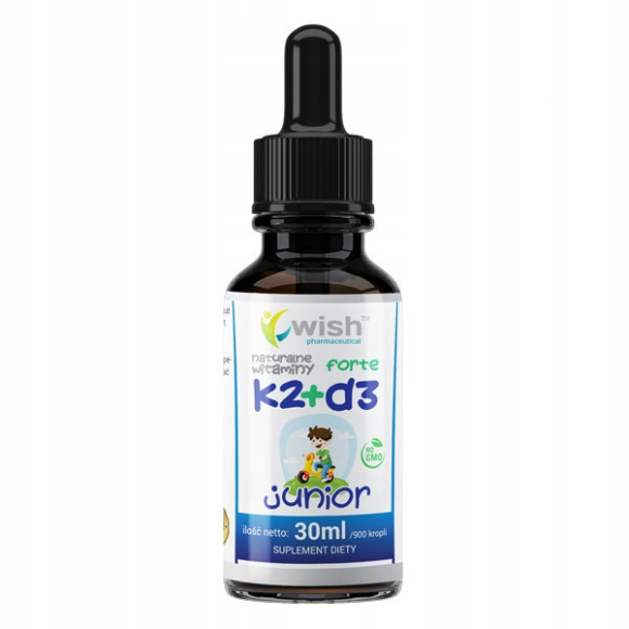WITAMINA K2+D3 FORTE JUNIOR K2 D3 800IU DLA DZIECI krople 30ml WISH WITAMINA K2+D3 FORTE JUNIOR K2 D3 800IU DLA DZIECI krople 30ml WISH