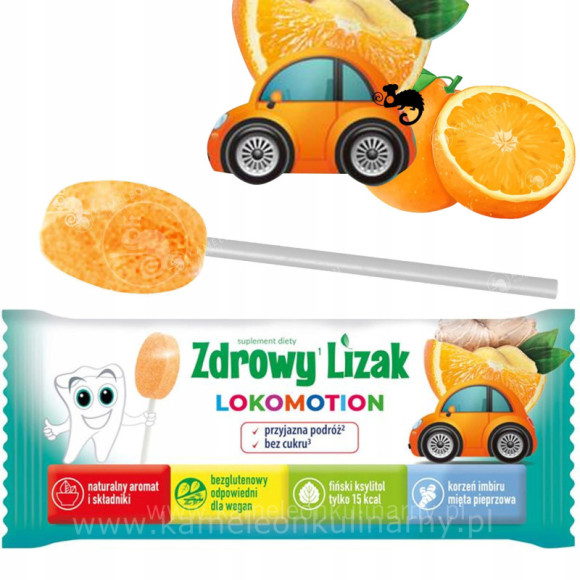 ZDROWY LIZAK LOKOMOTION przyjazna podróż bez cukru POMARAŃCZA POMARAŃCZOWY ZDROWY LIZAK LOKOMOTION przyjazna podróż bez cukru POMARAŃCZA POMARAŃCZOWY