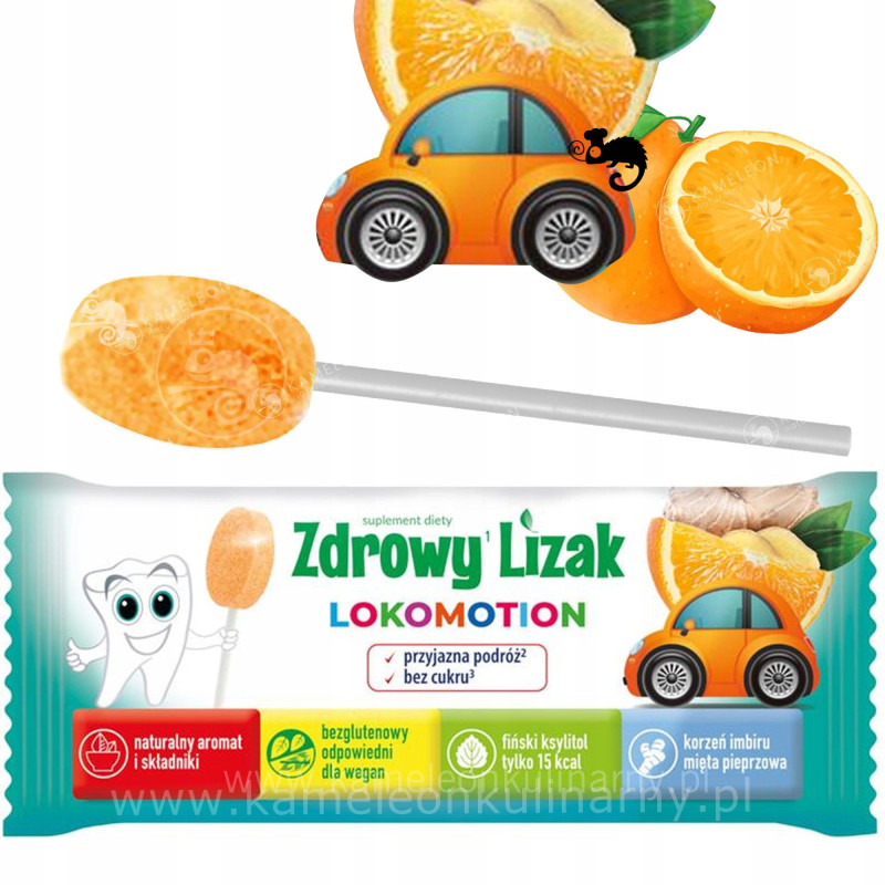 ZDROWY LIZAK LOKOMOTION przyjazna podróż bez cukru POMARAŃCZA POMARAŃCZOWY