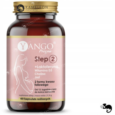 Yango PREGNA STEP 2 + LAKTOFERYNA JOD d3 CIĄŻA od 13 tyg + KARMIENIE 60kaps