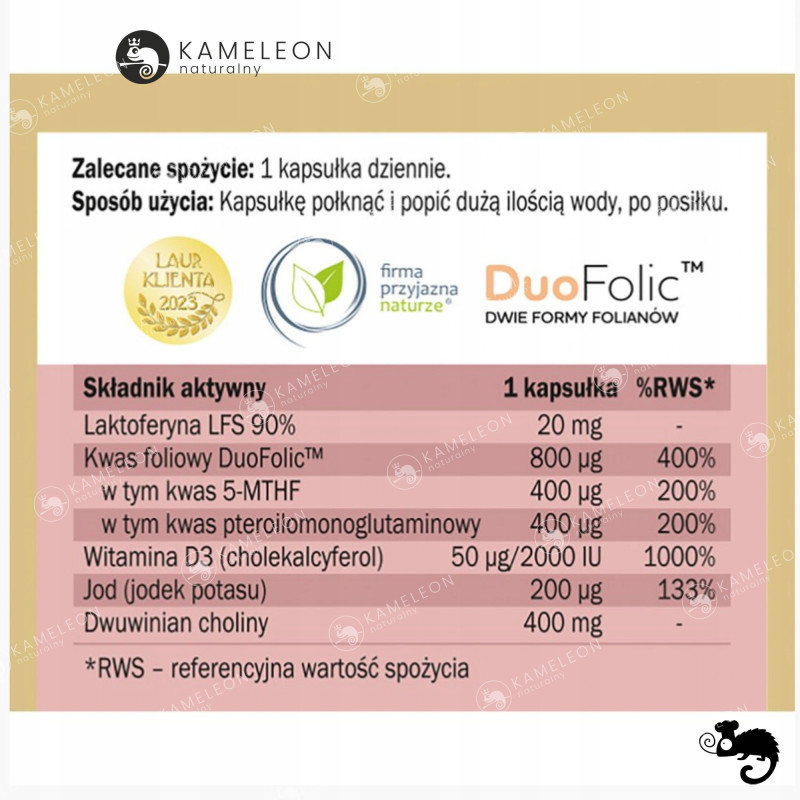Yango PREGNA STEP 2 + LAKTOFERYNA JOD d3 CIĄŻA od 13 tyg + KARMIENIE 60kaps