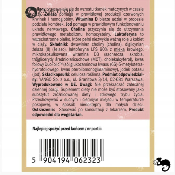 Yango PREGNA STEP 2 ŻELAZO Z ŻELAZEM 60kps CIĄŻA + KARMIENIE 60kaps Yango PREGNA STEP 2 ŻELAZO Z ŻELAZEM 60kps CIĄŻA + KARMIENIE 60kaps