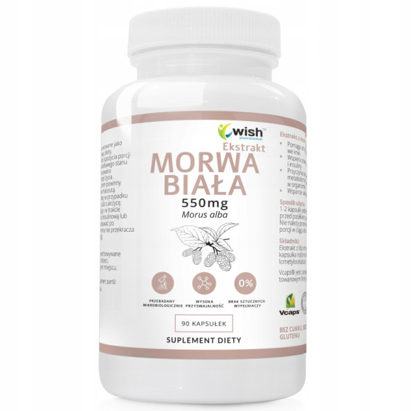 MORWA BIAŁA ekstrakt Z MORWY 550mg wsparcie: POZIOM CUKRU CUKRZYCA 90k WISH MORWA BIAŁA ekstrakt Z MORWY 550mg wsparcie: POZIOM CUKRU CUKRZYCA 90k WISH