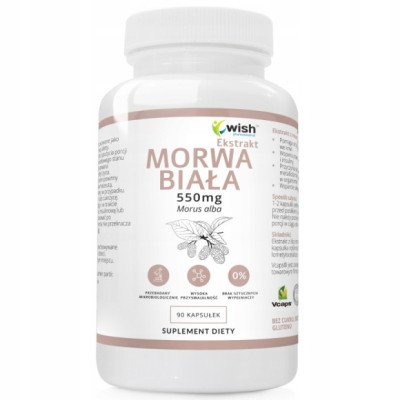 MORWA BIAŁA ekstrakt Z MORWY 550mg wsparcie: POZIOM CUKRU CUKRZYCA 90k WISH