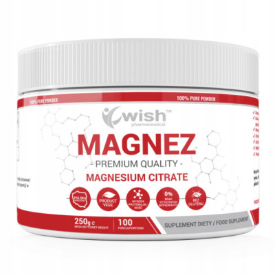 WISH MAGNEZ W PROSZKU Cytrynian magnezu 250g 2,5g x 100porcji