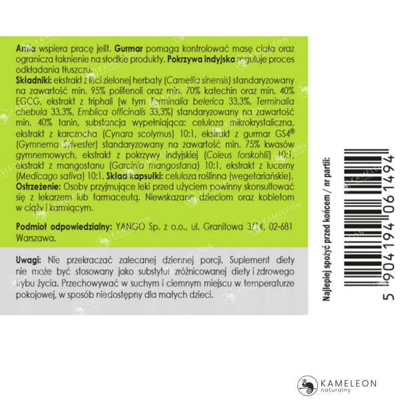 Yango PANASEUS TALIA OSY 450mg wsparcie: KONTROLA WAGI ODCHUDZANIE 50kaps