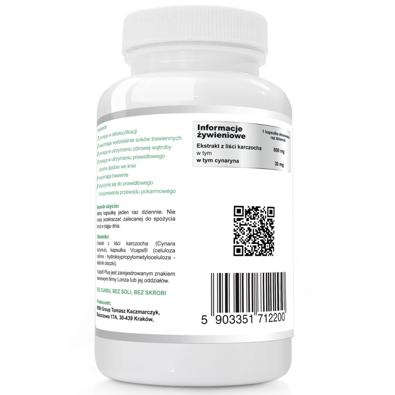 WISH KARCZOCH Extract z liści karczocha ZDROWA WĄTROBA 600mg 120 kapsułek