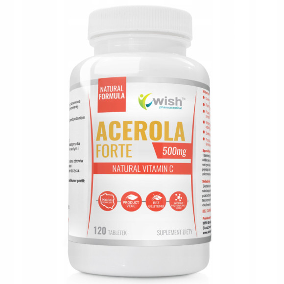 ACEROLA FORTE 500mg 120t 4m-ce NATURALNA WITAMINA C WISH wsparcie ODPORNOŚĆ ACEROLA FORTE 500mg 120t 4m-ce NATURALNA WITAMINA C WISH wsparcie ODPORNOŚĆ