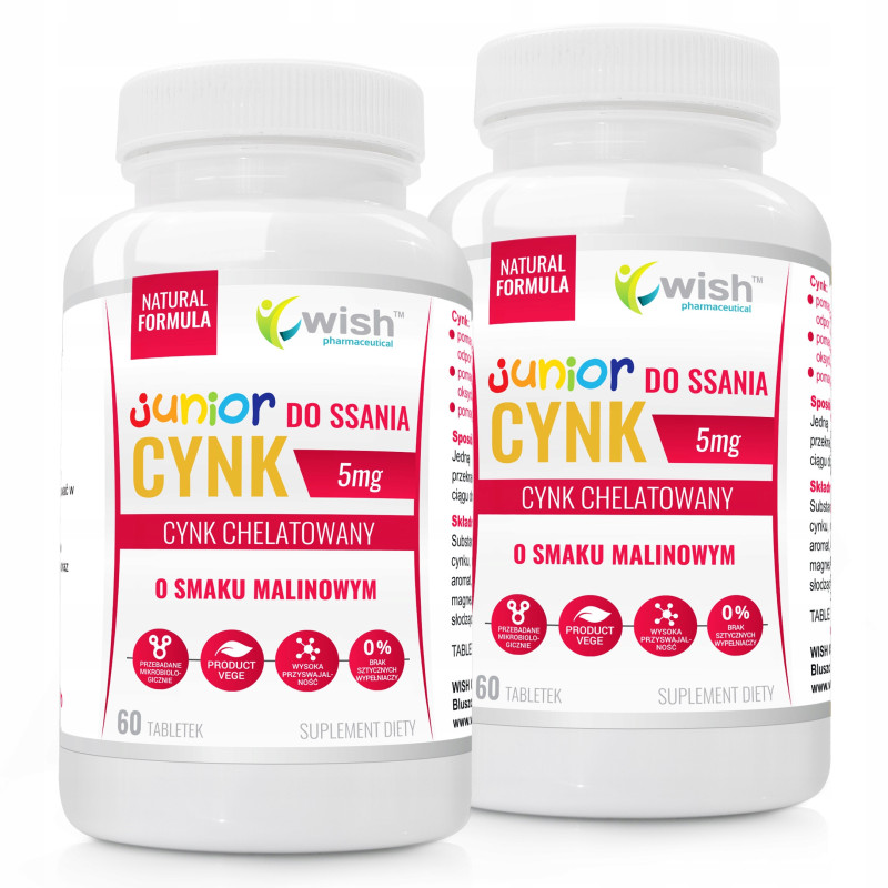 CYNK DO SSANIA JUNIOR 5mg WISH o smaku MALINOWYM 60tabl wsparcie ODPORNOŚĆ