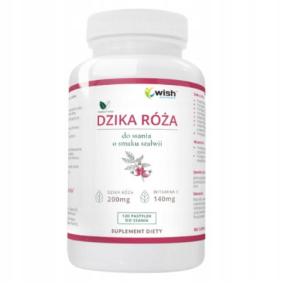 DZIKA RÓŻA 200mg WITAMINA C 120mg 120past. do ssania O SMAKU SZAŁWII WISH