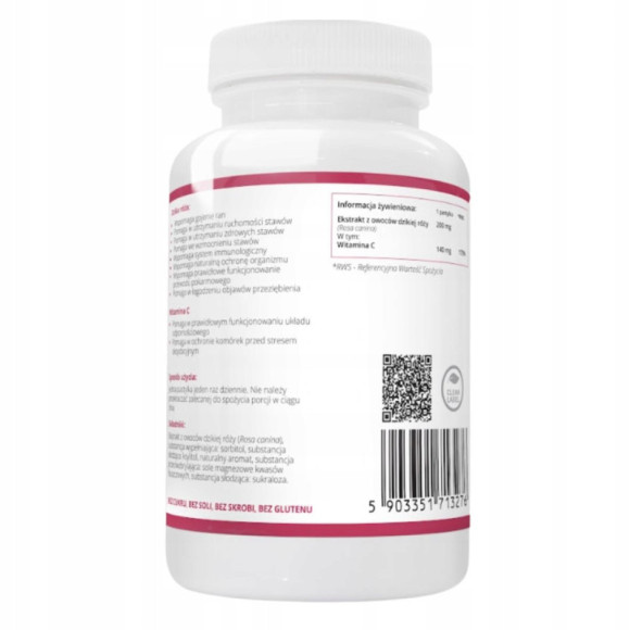 DZIKA RÓŻA 200mg WITAMINA C 140mg 120 past do ssania O SMAKU HIBISKUSA WISH DZIKA RÓŻA 200mg WITAMINA C 140mg 120 past do ssania O SMAKU HIBISKUSA WISH