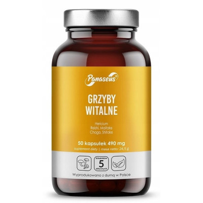 GRZYBY WITALNE 50 kapsułek PANASEUS Yango ODPORNOŚĆ CHAGA REISHI HERICIUM