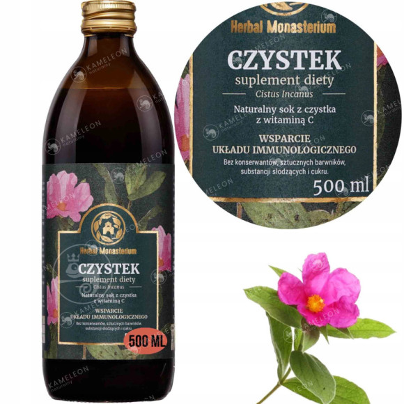 HERBAL SOK z CZYSTKA CZYSTEK + WitC 500ml wsparcie: ODPORNOŚĆ WZMOCNIENIE