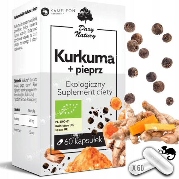 KURKUMA + PIEPRZ piperyna suplement diety 60 kaps KURKUMA + PIEPRZ piperyna suplement diety 60 kaps