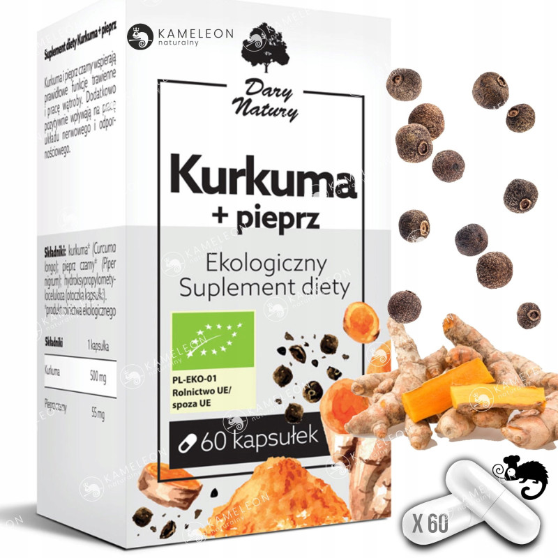 KURKUMA + PIEPRZ piperyna suplement diety 60 kaps
