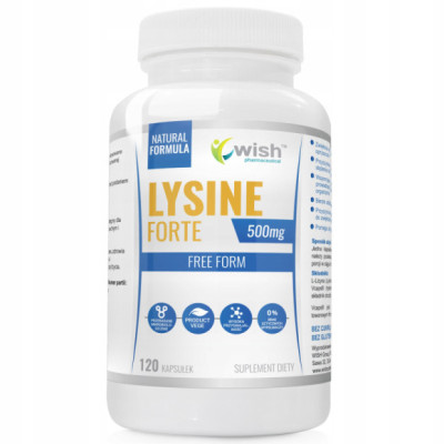 L-LIZYNA LYSINE FORTE 500mg 120 kaps WISH wsparcie ODPORNOŚĆ OPRYSZCZKA