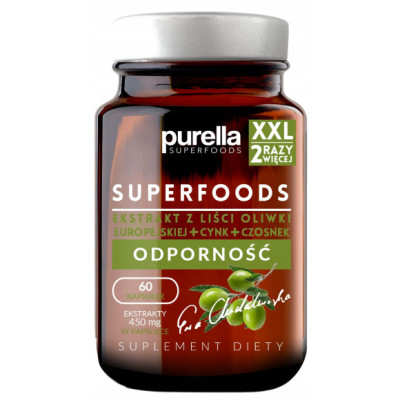 PURELLA SUPERFOODS suplement ODPORNOŚĆ Oliwka Czosnek Cynk Piperyna 60 kaps