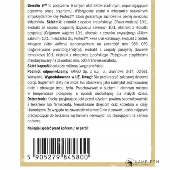 Yango BORRELIN 6 protokół BUHNERA NA BORELIOZĘ BORELIOZA 490mg 100kps Yango BORRELIN 6 protokół BUHNERA NA BORELIOZĘ BORELIOZA 490mg 100kps