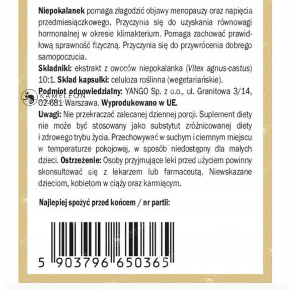 Yango NIEPOKALANEK Ekstrakt wsparcie: MENOPAUZA NAPIĘCIE PRZEDMIESIĄCZK Yango NIEPOKALANEK Ekstrakt wsparcie: MENOPAUZA NAPIĘCIE PRZEDMIESIĄCZK