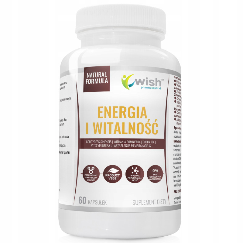 ENERGIA I WITALNOŚĆ 60k KORDYCEPS & ASHWAGANDHA & Z.HERBATA ADAPTOGENY WISH
