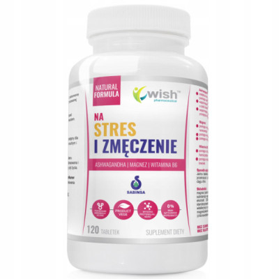 NA STRES I ZMĘCZENIE ASHWAGANDHA + MAGNEZ + WITAMINA B6 120tabletek - WISH