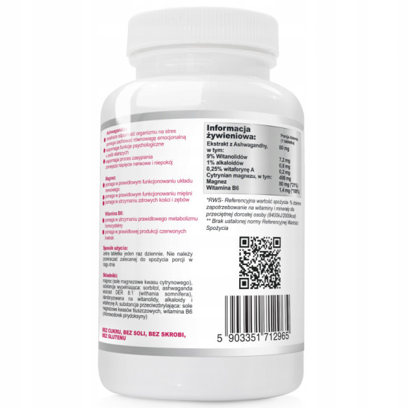 NA STRES I ZMĘCZENIE ASHWAGANDHA + MAGNEZ + WITAMINA B6 120tabletek - WISH NA STRES I ZMĘCZENIE ASHWAGANDHA + MAGNEZ + WITAMINA B6 120tabletek - WISH