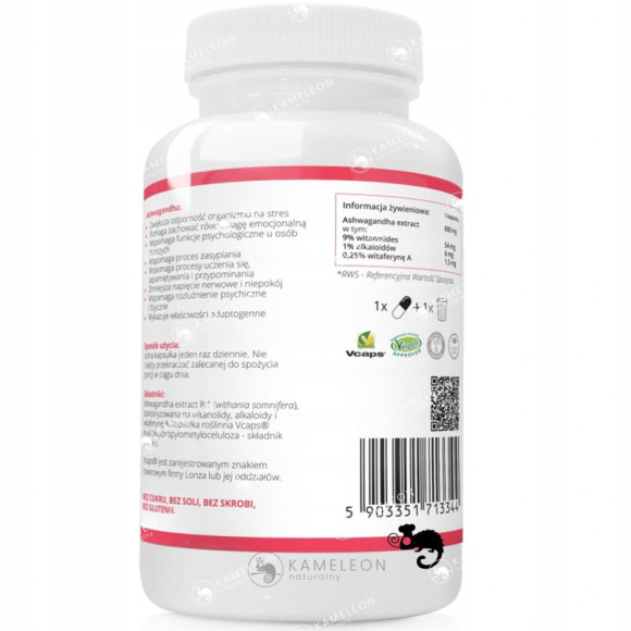 WISH ASHWAGANDHA 600mg ekstrakt pomoc na WZMOCNIENIE WITALNOŚĆ 90kaps 3m-ce WISH ASHWAGANDHA 600mg ekstrakt pomoc na WZMOCNIENIE WITALNOŚĆ 90kaps 3m-ce