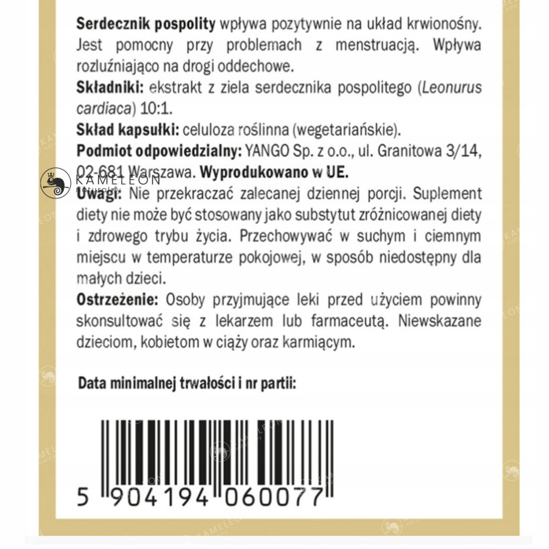 Yango SERDECZNIK POSPOLITY wsparcie: SERCE CIŚNIENIE KRWI U. KRĄŻENIA 90kps