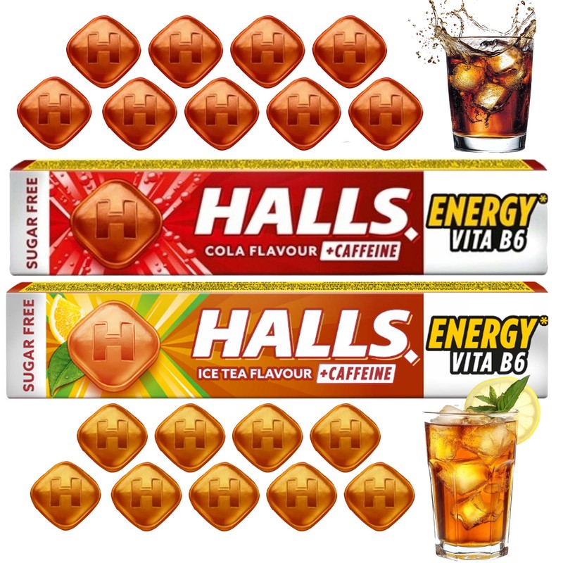 HALLS ENERGY cukierkiz kofeiną i wit b6 BEZ CUKRU mix 2