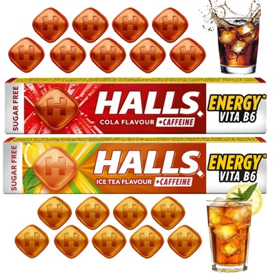 HALLS ENERGY cukierkiz kofeiną i wit b6 BEZ CUKRU mix 2