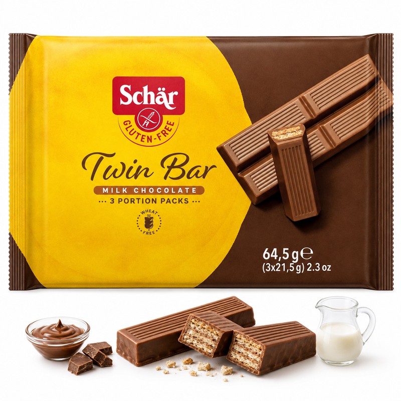Schar TWIN BAR CHOCOLATE BEZGLUTENOWE WAFELKI W CZEKOLADZIE 3x21,5g 64,5g