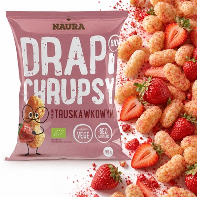 Naura DRAPI CHRUPSY KUKURYDZIANE TRUSKAWKOWE bezglutenowe