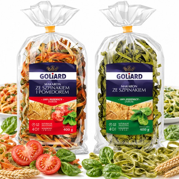 Goliard MAKARON MIX 2 SMAKÓW kolorowy szpinak pomidor 400g