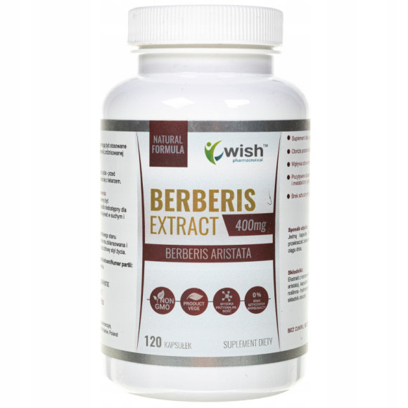 BERBERYS EKSTRAKT 5:1 z korzenia 400mg WISH 120 kaps wsparcie POZIOM CUKRU BERBERYS EKSTRAKT 5:1 z korzenia 400mg WISH 120 kaps wsparcie POZIOM CUKRU