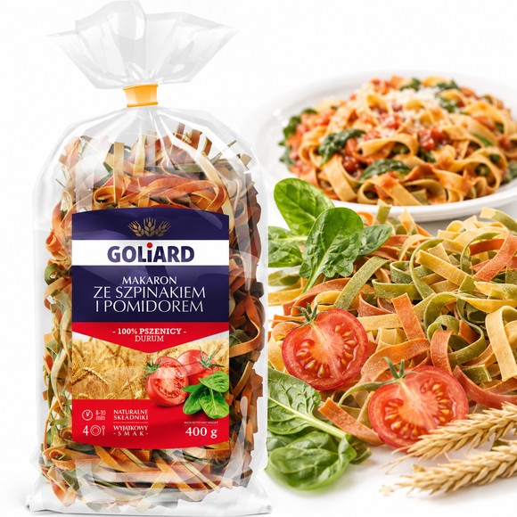 Goliard MAKARON MIX 2 SMAKÓW kolorowy szpinak pomidor 400g