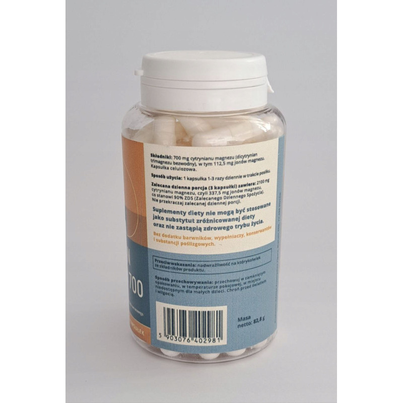 CYTRYNIAN MAGNEZU MAGNEZ 700mg 100kaps wsparcie: STRES NERWY REGENERACJA