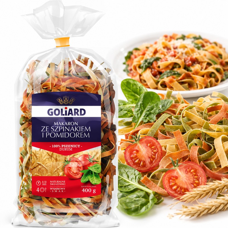 Goliard MAKARON MIX 2 SMAKÓW kolorowy szpinak pomidor 400g
