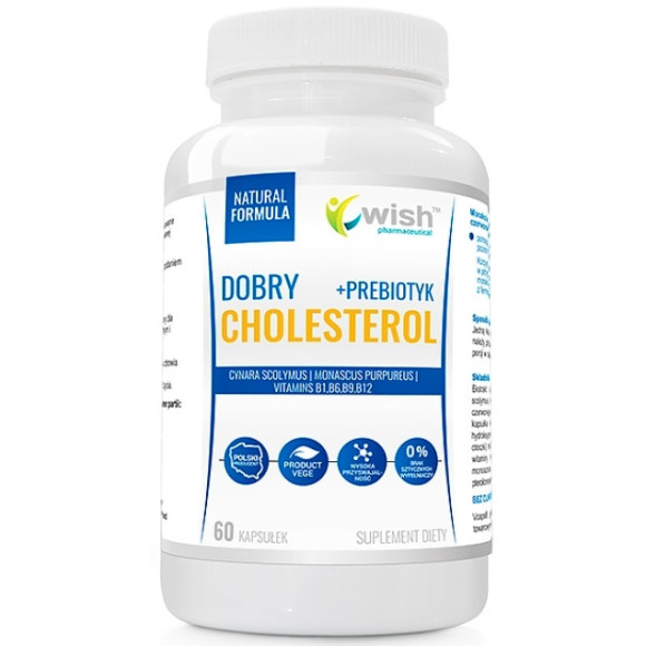 DOBRY CHOLESTEROL Karczoch Monakolina K Wit B1 B6 B9 B12 PREBIOTYK 60k Wish