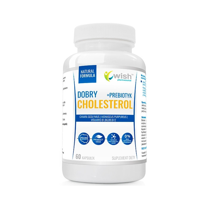 DOBRY CHOLESTEROL Karczoch Monakolina K Wit B1 B6 B9 B12 PREBIOTYK 60k Wish