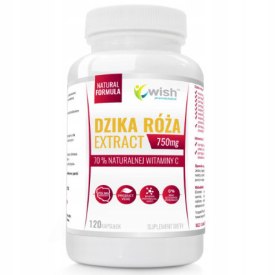 DZIKA RÓŻA EKSTRACT 750mg 120 kapsułek NATURALNA WITAMINA C 656% RWS Wish