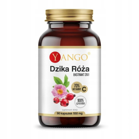 DZIKA RÓŻA Ekstrakt 20:1 70% witaminy C 90kaps YANGO 1,5mca pomoc ODPORNOŚĆ DZIKA RÓŻA Ekstrakt 20:1 70% witaminy C 90kaps YANGO 1,5mca pomoc ODPORNOŚĆ