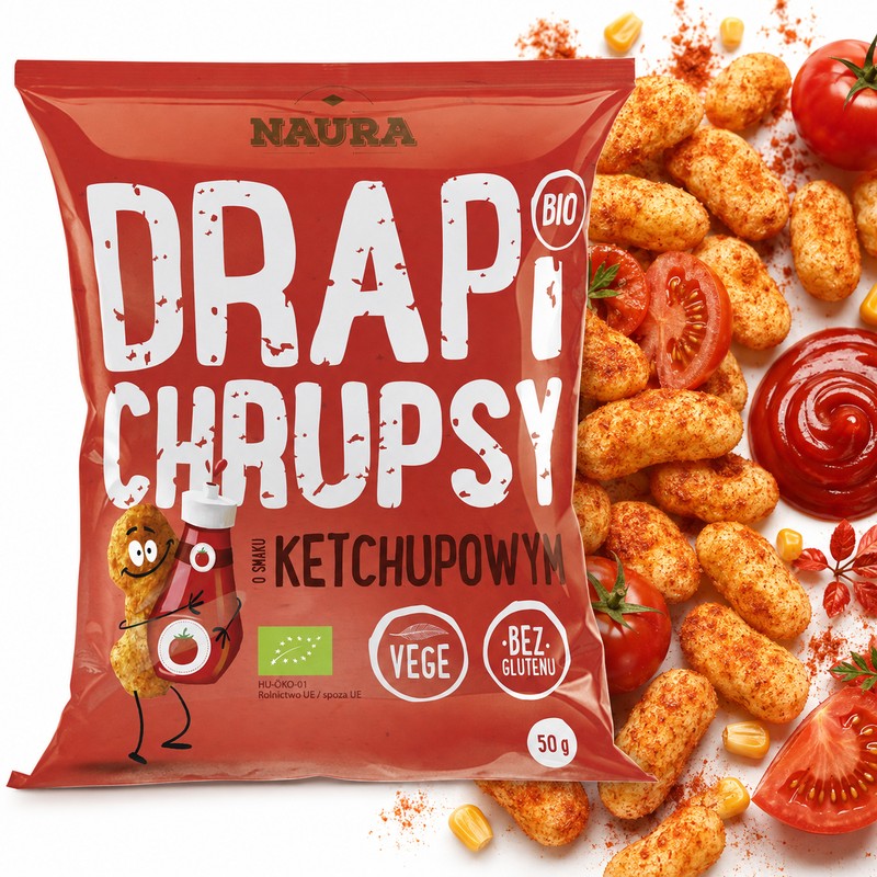 Naura DRAPI CHRUPSY KUKURYDZIANE MIX 4 SMAKÓW bez glutenu