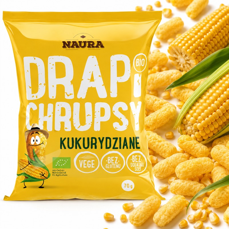 Naura DRAPI CHRUPSY KUKURYDZIANE MIX 4 SMAKÓW bez glutenu