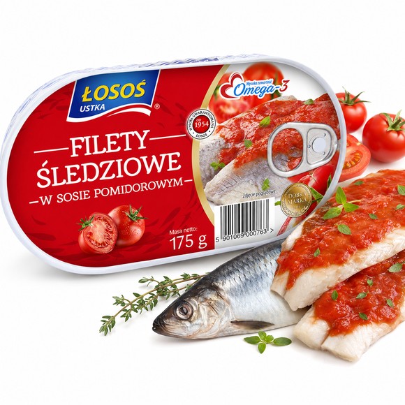 Łosoś Ustka FILETY ŚLEDZIOWE I Z MAKRELI W OLEJU I SOSIE