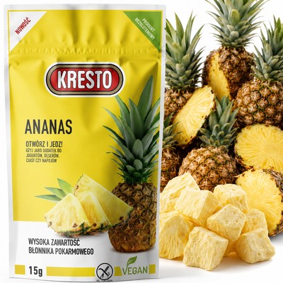 KRESTO ANANAS LIOFILIZOWANY do wypieków jogurtów płatków