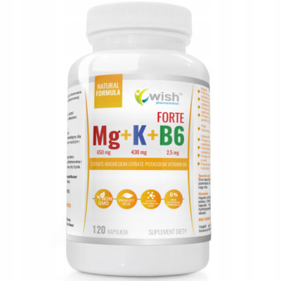 MAGNEZ SKURCZ FORTE 650mg + POTAS + B6 120kaps WISH